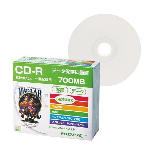 ds-（まとめ）ハイディスク データ用CD-R700MB 52倍速 ホワイトワイドプリンタブル 5mmスリムケース HDCR80GP10SC1パック(10枚) 〔×10セット〕 9,009円