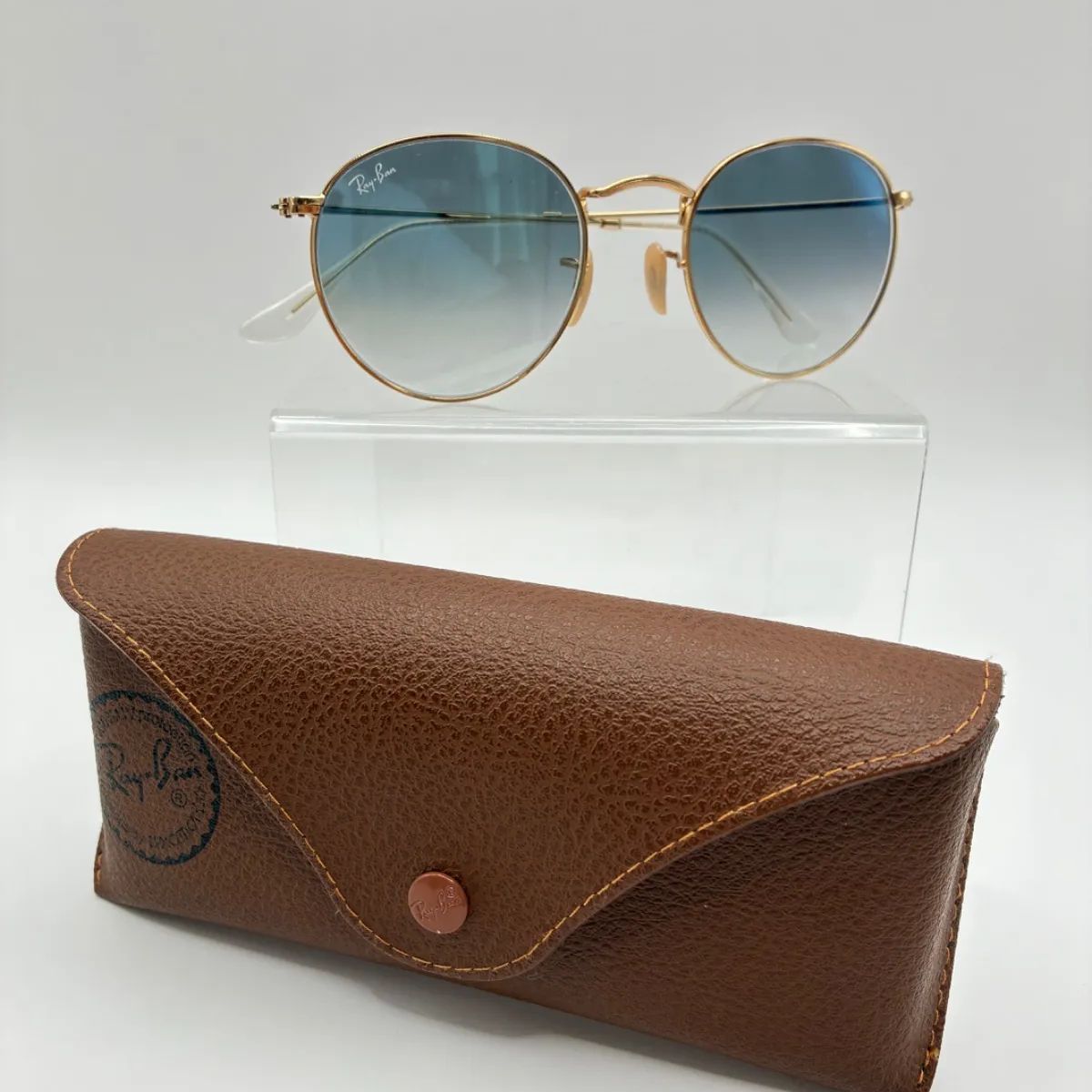 CSM104 レイバン ROUND FLAT LENSES ライトブルー ポリッシュ アリスタゴールド サングラス 50-21
