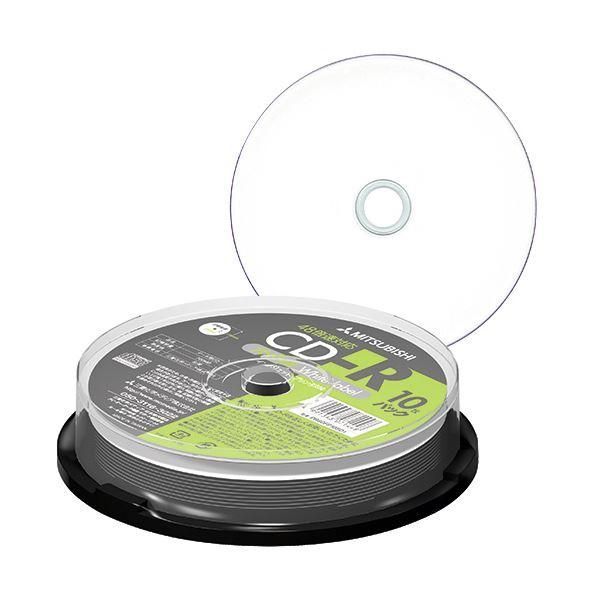 ds-(まとめ) 三菱ケミカルメディア データ用CD-R700MB 48倍速 ホワイトワイドプリンタブル スピンドルケース PR80FP10SD1 1パック(10枚) 〔×30セット〕