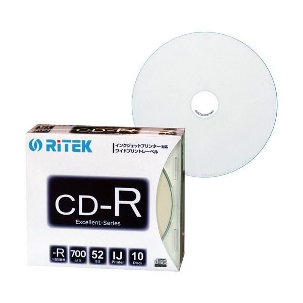 ds-(まとめ) RITEK データ用CD-R 700MB1-52倍速 ホワイトワイドプリンタブル 5mmスリムケース CD-R700EXWP.10RT SC N1パック(10枚) 〔×30セット〕