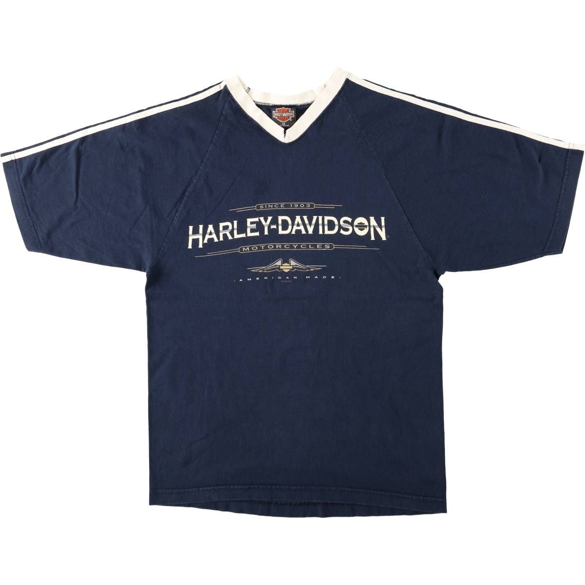 古着 90年代 ハーレーダビッドソン Harley-Davidson Vネック モーターサイクル バイクTシャツ USA製 メンズM相当 ヴィンテージ/eaa664384