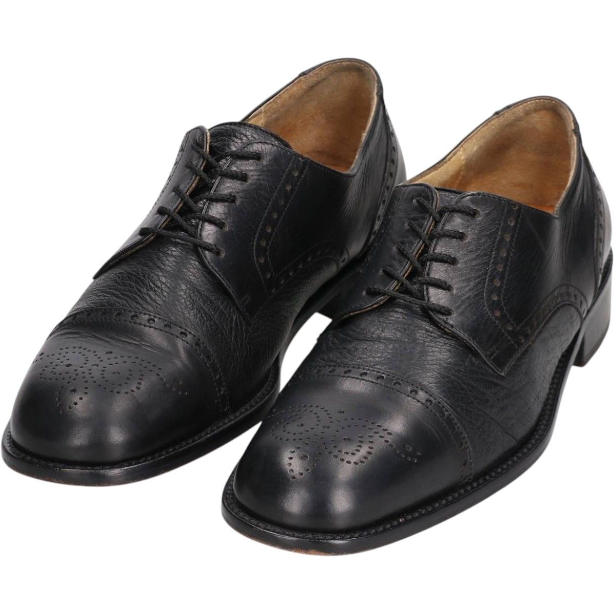 古着 MARIO CALUGI セミブローグ ストレートチップシューズ イタリア製 8 1/2 メンズ26.5cm相当/saa016211