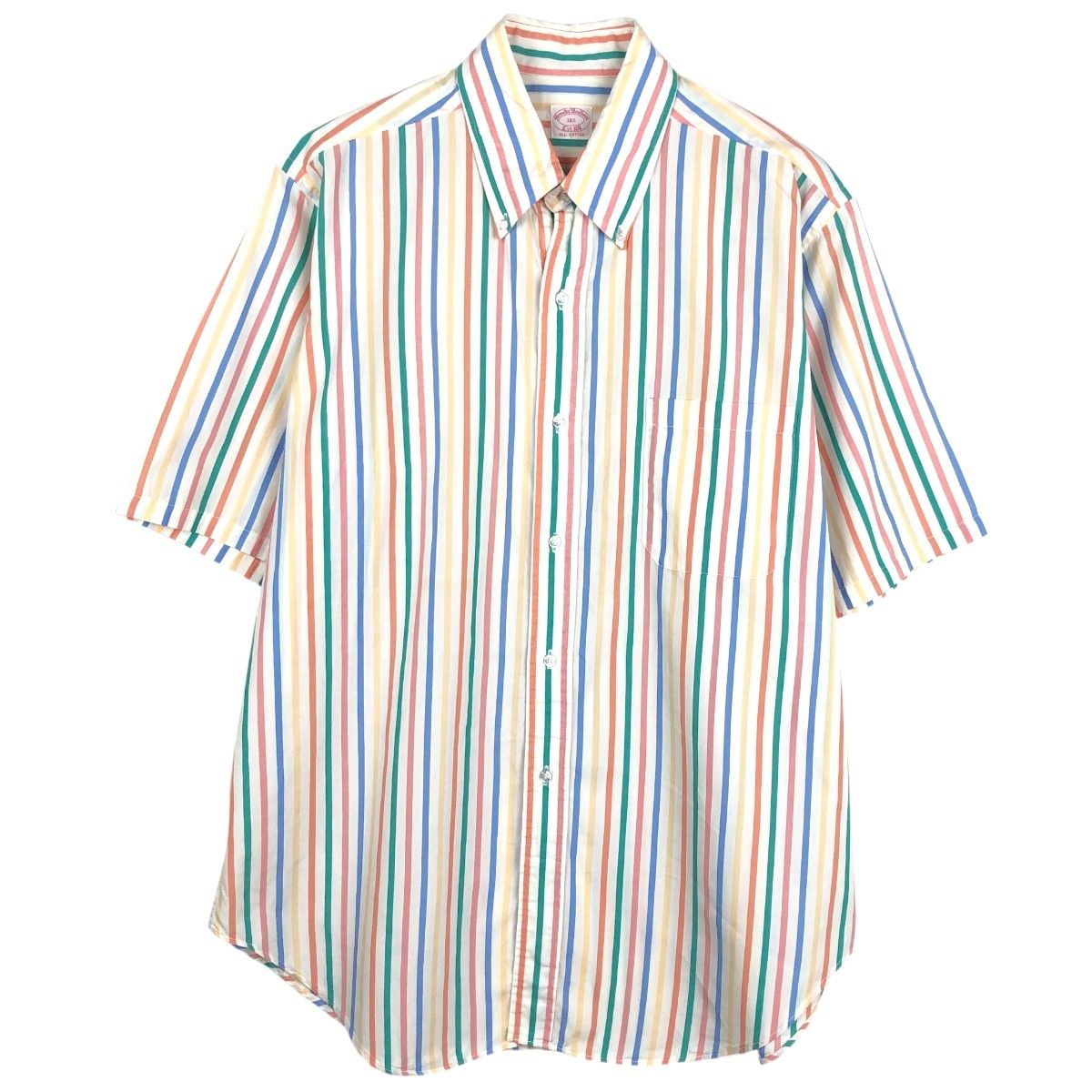 古着 ブルックスブラザーズ Brooks Brothers Est.1818 半袖 ボタンダウン ストライプシャツ メンズL相当/eaa432170