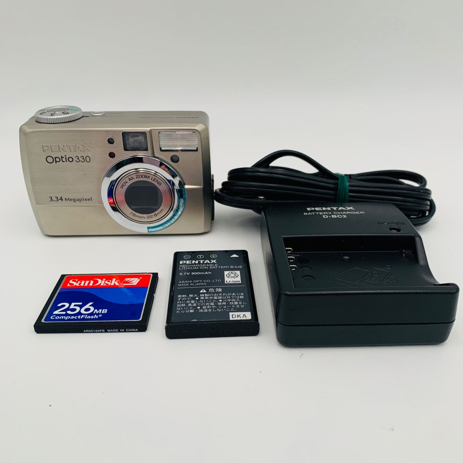 PENTAX OPTIO 330 シルバー 充電器•バッテリー•CFカード (0811) - メルカリ