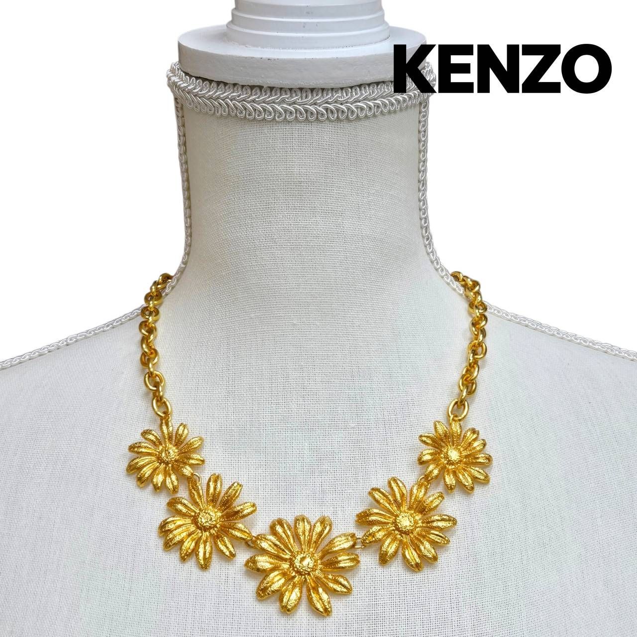 KENZO ケンゾー ネックレス 大ぶり フラワーモチーフ ゴールドカラー アクセサリー ブランド小物 ヴィンテージ 6,160円