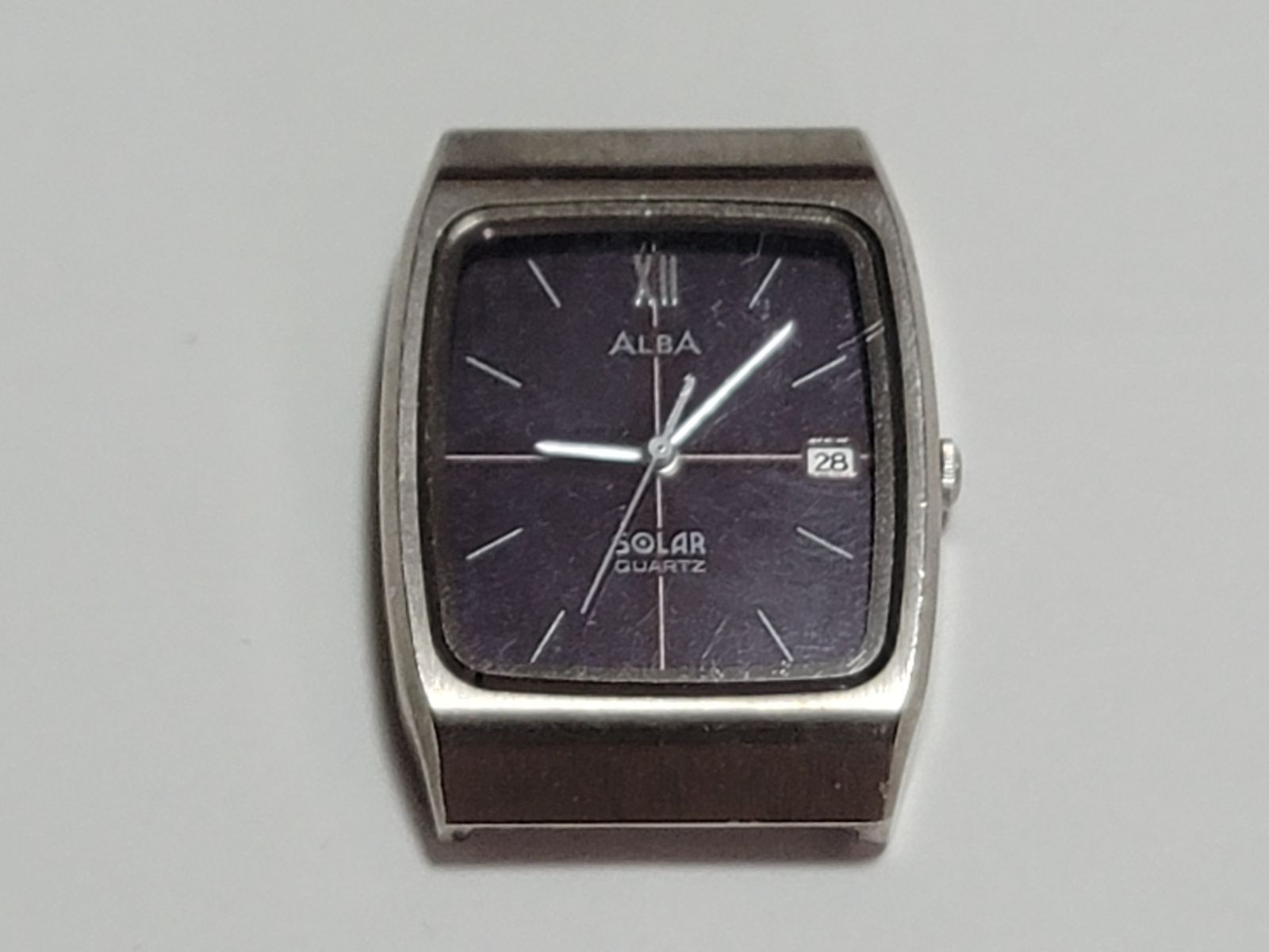 [Working Product] SEIKO ALBA Seiko Alba Solar Quartz V122-5010 Square Square Dial Black Black Mens Retro Vintage 90s Y2K Watch Head Only