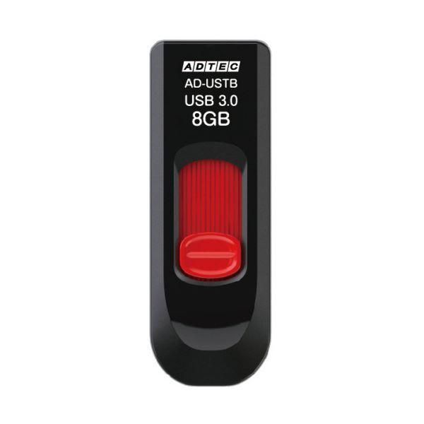 ds-(まとめ) アドテック USB3.0スライド式フラッシュメモリ 8GB ブラック＆レッド AD-USTB8G-U3R 1個 〔×10セット〕