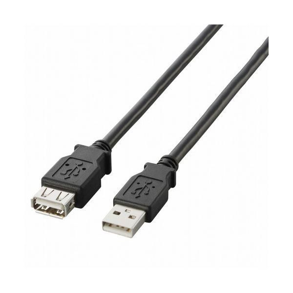 ds-(まとめ) エレコム USB2.0延長ケーブル(A)オス-(A)メス ブラック 1.0m U2C-E10BK 1本 〔×10セット〕
