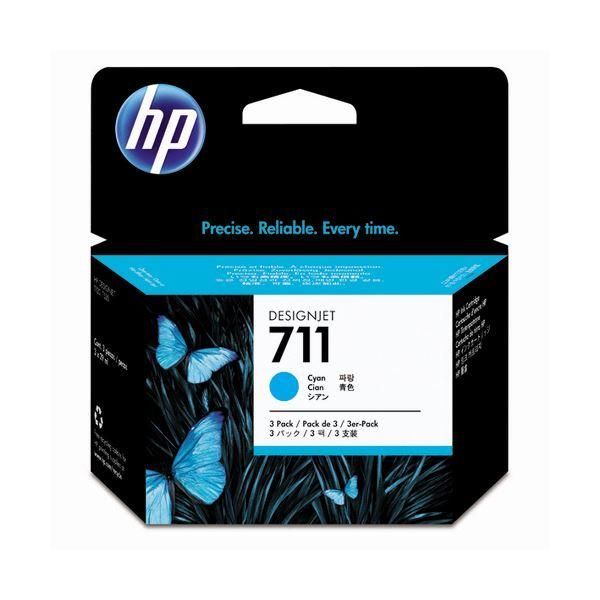 ds-(まとめ) HP711 インクカートリッジ シアン 29ml／個 染料系 CZ134A 1箱（3個） 〔×10セット〕