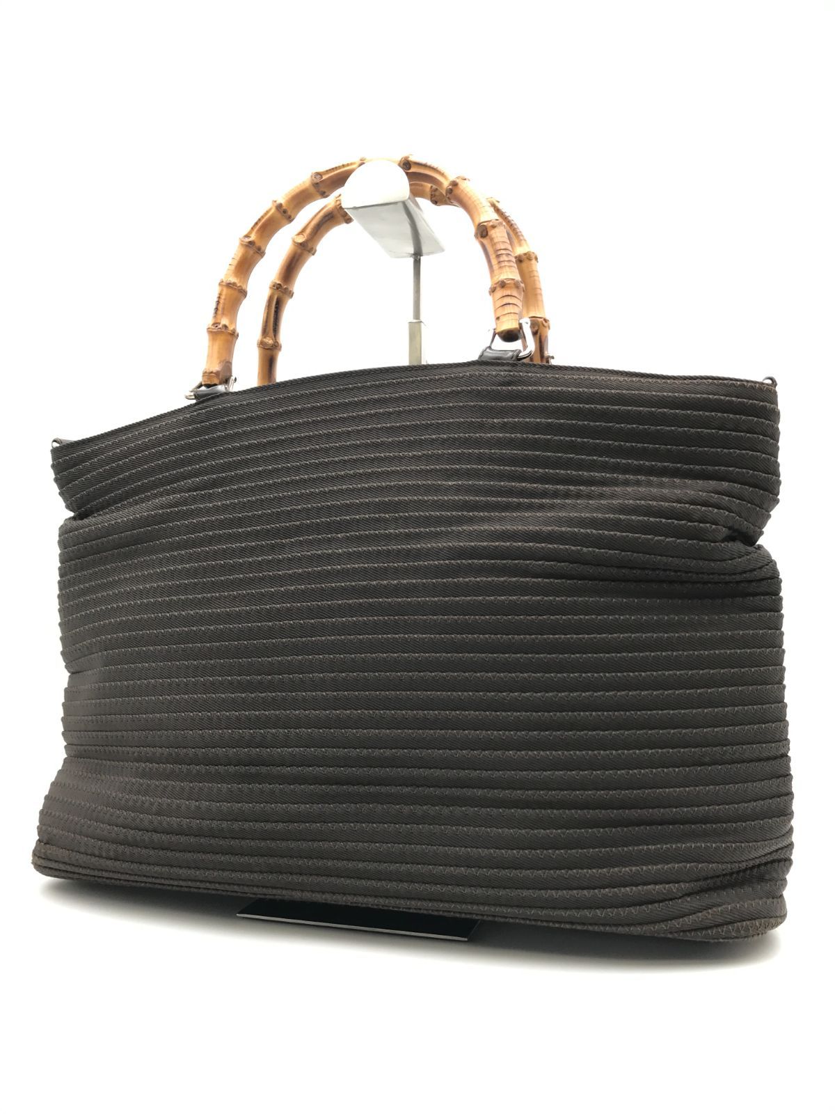 GUCCI　グッチ　ハンドバッグ　バンブー　ナイロンキャンバス　ブラウン系　2992