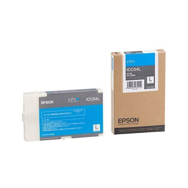 ds-(まとめ) エプソン EPSON インクカートリッジ シアン Lサイズ ICC54L 1個 〔×10セット〕