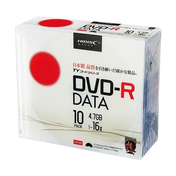 ds-(まとめ) ハイディスク データ用DVD-R4.7GB 16倍速 ホワイトワイドプリンタブル 5mmスリムケース TYDR47JNP10SC1パック(10枚) 〔×10セット〕
