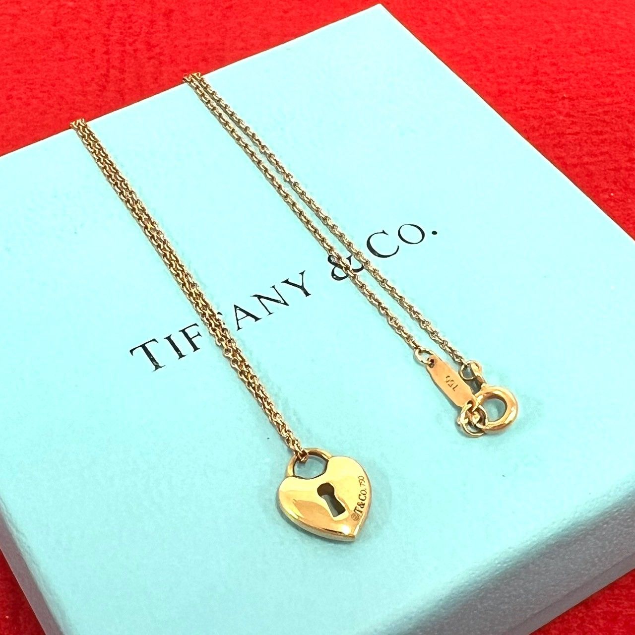 極 美品 TIFFANY&Co. ティファニー ハートロック ネックレス K18ピンク