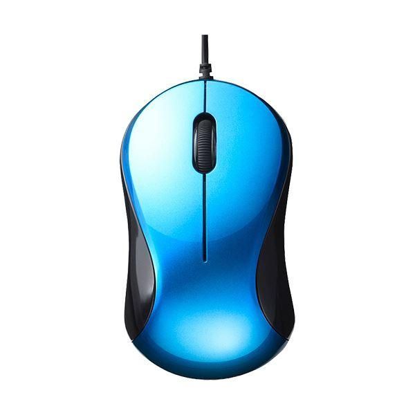 ds-(まとめ) バッファロー 有線 BlueLED 静音3ボタンマウス ブルー BSMBU100BL 1個 〔×10セット〕