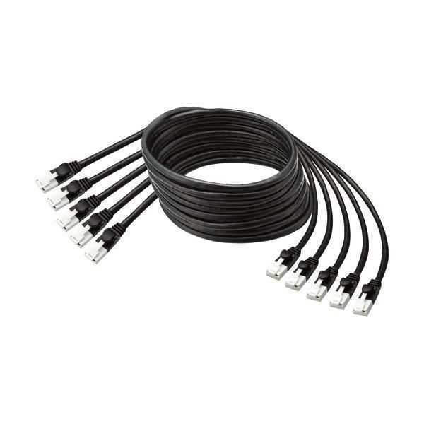 ds-(まとめ) TANOSEE 爪折れ防止LANケーブル（CAT5e） ブラック 5m 1パック（5本） 〔×5セット〕