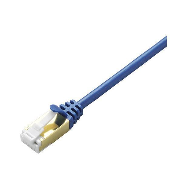ds-(まとめ) エレコムツメ折れ防止スリムLANケーブル(Cat7対応) ブルーメタリック 3.0m LD-TWSST/BM30 1本 〔×5セット〕