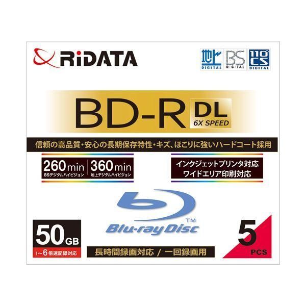 ds-(まとめ) RiDATA 録画用BD-R DL260分 1-6倍速 ホワイトワイドプリンタブル 5mmスリムケース BD-R260PW 6X.5P SC A1パック(5枚) 〔×5セット〕