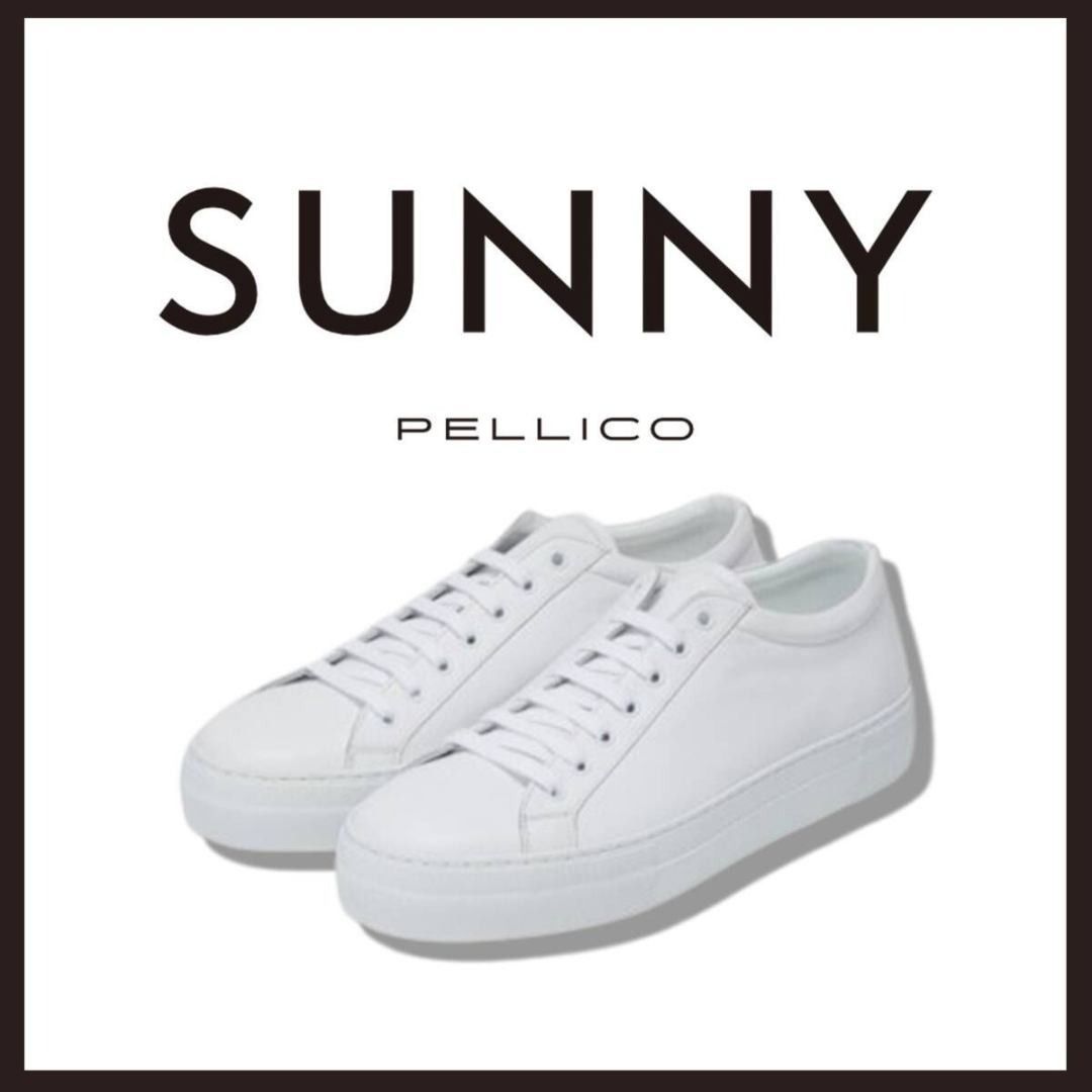 新品未使用 ペリーコサニー スムースレザー スニーカー ホワイト 26.5cm相当【PELLICO SUNNY】レースアップシューズ