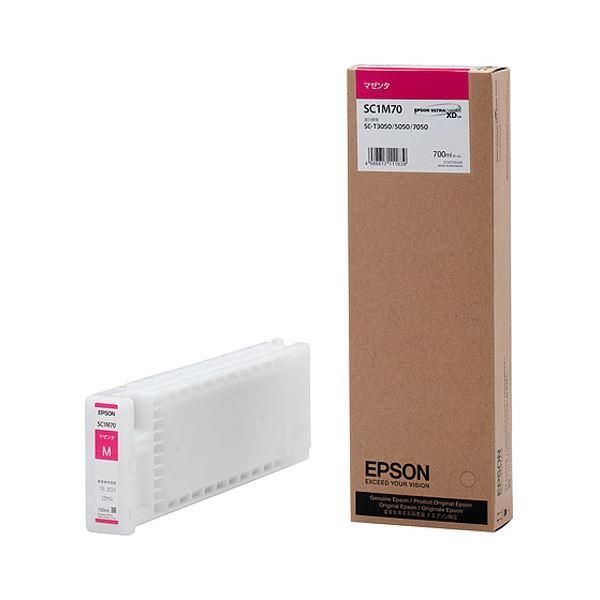 ds-（まとめ） エプソン EPSON インクカートリッジ マゼンタ 700ml SC1M70 1個 〔×3セット〕