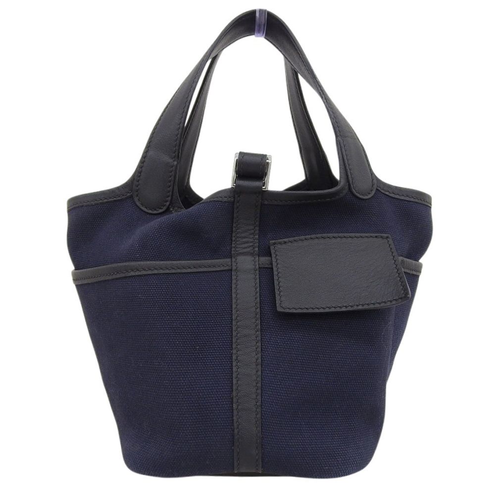 【本物保証】 エルメス HERMES ピコタンロック カーゴ PM 18 Z刻印 ハンドバッグ トワルゴエラン×スイフト ブルーマリン