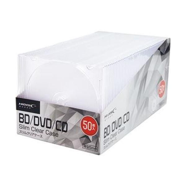 ds-（まとめ）ハイディスク CD/DVDケース 1枚収納 5mmスリムケース クリア ML-CD05S50PCR 1パック（50枚）〔×10セット〕