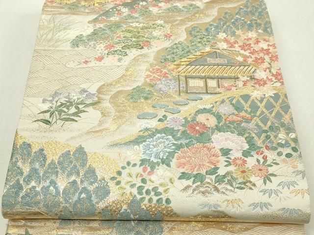 平和屋本店▼六通柄袋帯　京名所光悦　本金箔　正絹　逸品　DABI4739sf