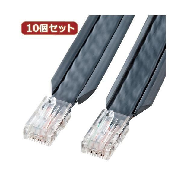 ds-10個セット サンワサプライ アンダーカーペットLANケーブル（グレー・3m） KB-CP5-03X10
