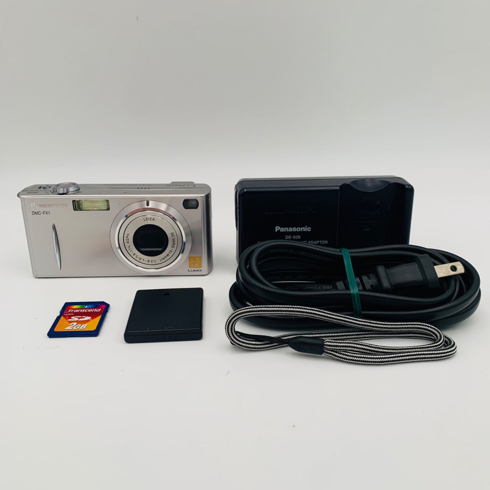 【動作確認済み】LUMIX シルバー　バッテリー1個+充電器付き Panasonic LUMIX DMC-FX1 シルバー 充電器•バッテリー•SDカード