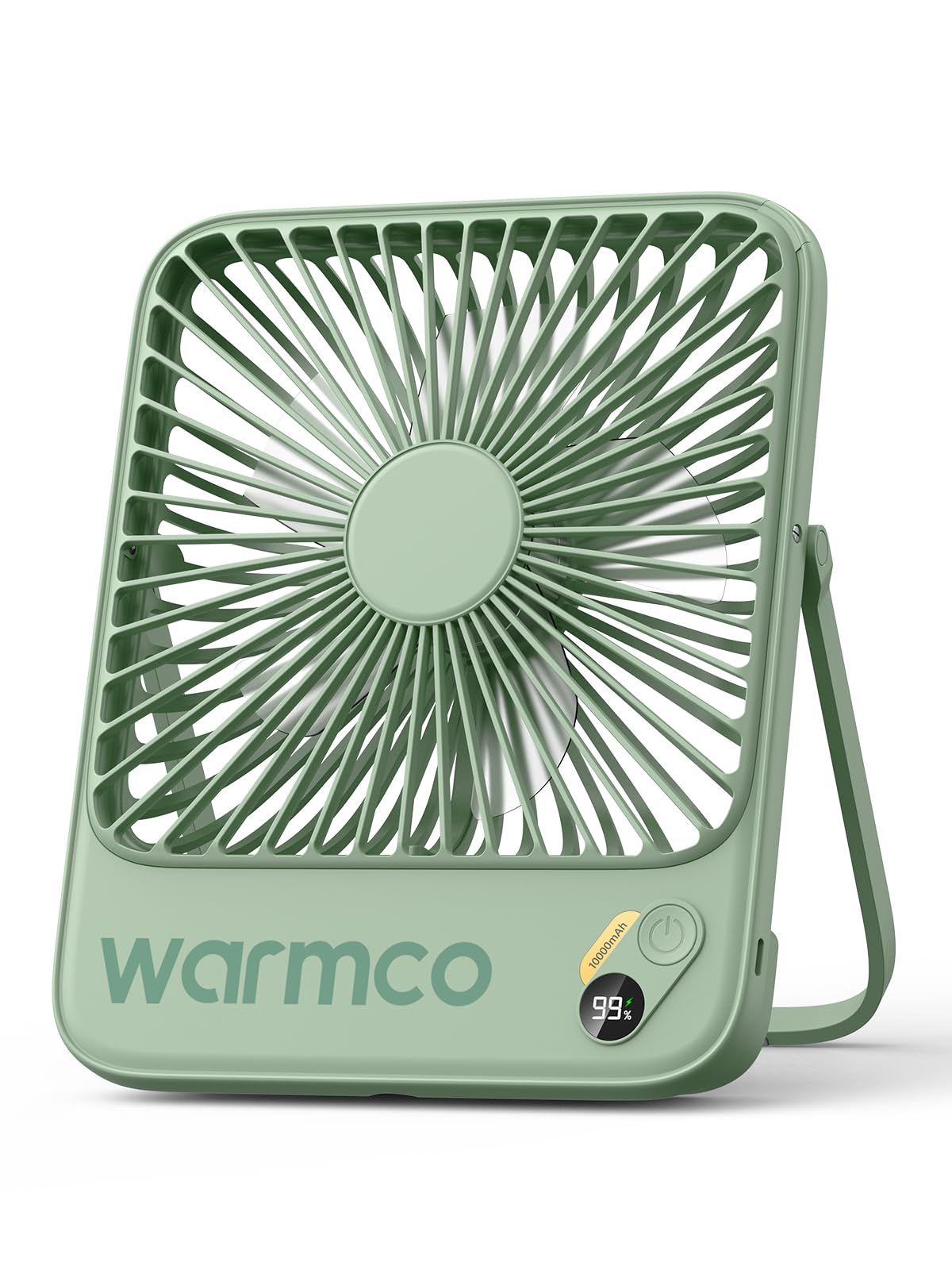 Warmco 10000mAh 卓上扇風機 超薄型 静音 小型 携帯扇風機 最大24時間稼働 モバイル充電機能 4段階風速調節 21高さcm 折畳み式 USB-C充電 残量表示 手持ち 卓上置き 壁掛け オフィス/家庭/アウトドア グリーンt 4f8bc476