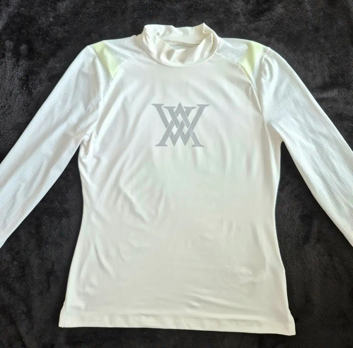 正規品 ANEW ゴルフ レディース バッグジッパー ネック エンブロイダリー 長袖 Tシャツ M