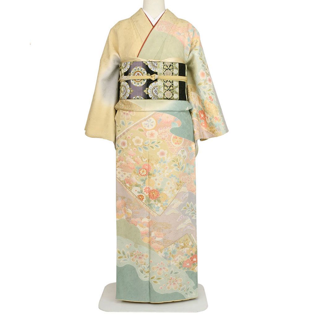 礼装用　訪問着　菊・桜・花菱・松・桔梗・撫子・紗綾形・紋模様　着物単品　【入学式、卒業式、結婚式などの祝い事に】旧レンタル商品