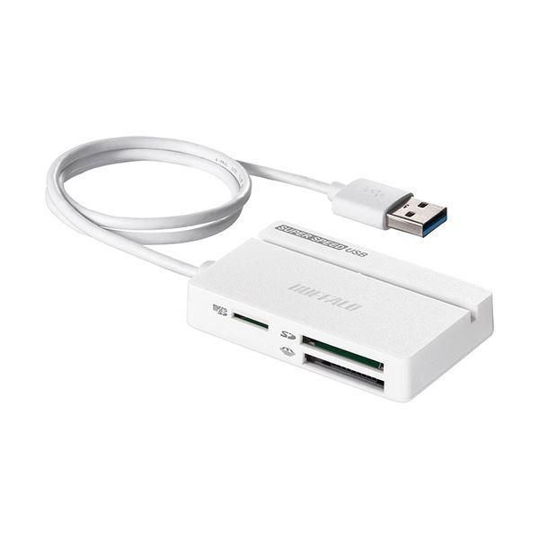 ds-（まとめ）バッファロー USB3.0マルチカードリーダー スタンダード ホワイト BSCR100U3WH 1台 〔×3セット〕