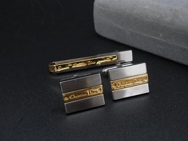 美品✨クリスチャンディオール ネクタイピン・カフス ゴールド×シルバー ChristianDior ディオール カフスボタン カフリンクス ネクタイピン