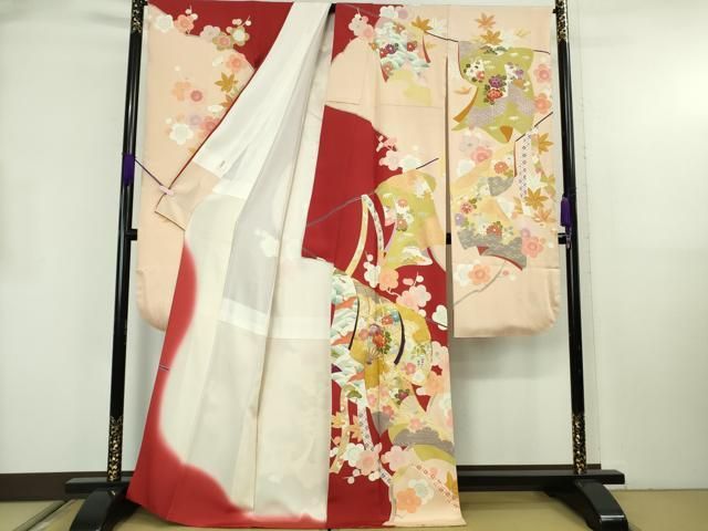 平和屋本店●極上　創業460年・千總　振袖　駒刺繍　誰が袖　吉祥花文　金彩　逸品　DZAB8782kh6