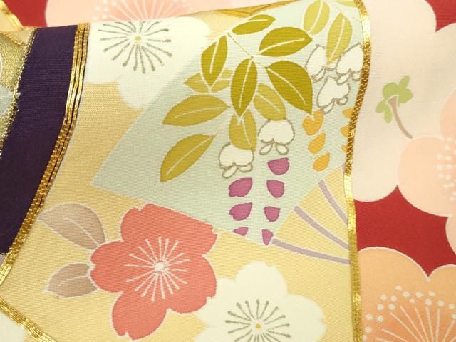 平和屋本店●極上　創業460年・千總　振袖　駒刺繍　誰が袖　吉祥花文　金彩　逸品　DZAB8782kh6