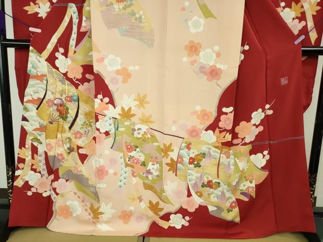 平和屋本店●極上　創業460年・千總　振袖　駒刺繍　誰が袖　吉祥花文　金彩　逸品　DZAB8782kh6