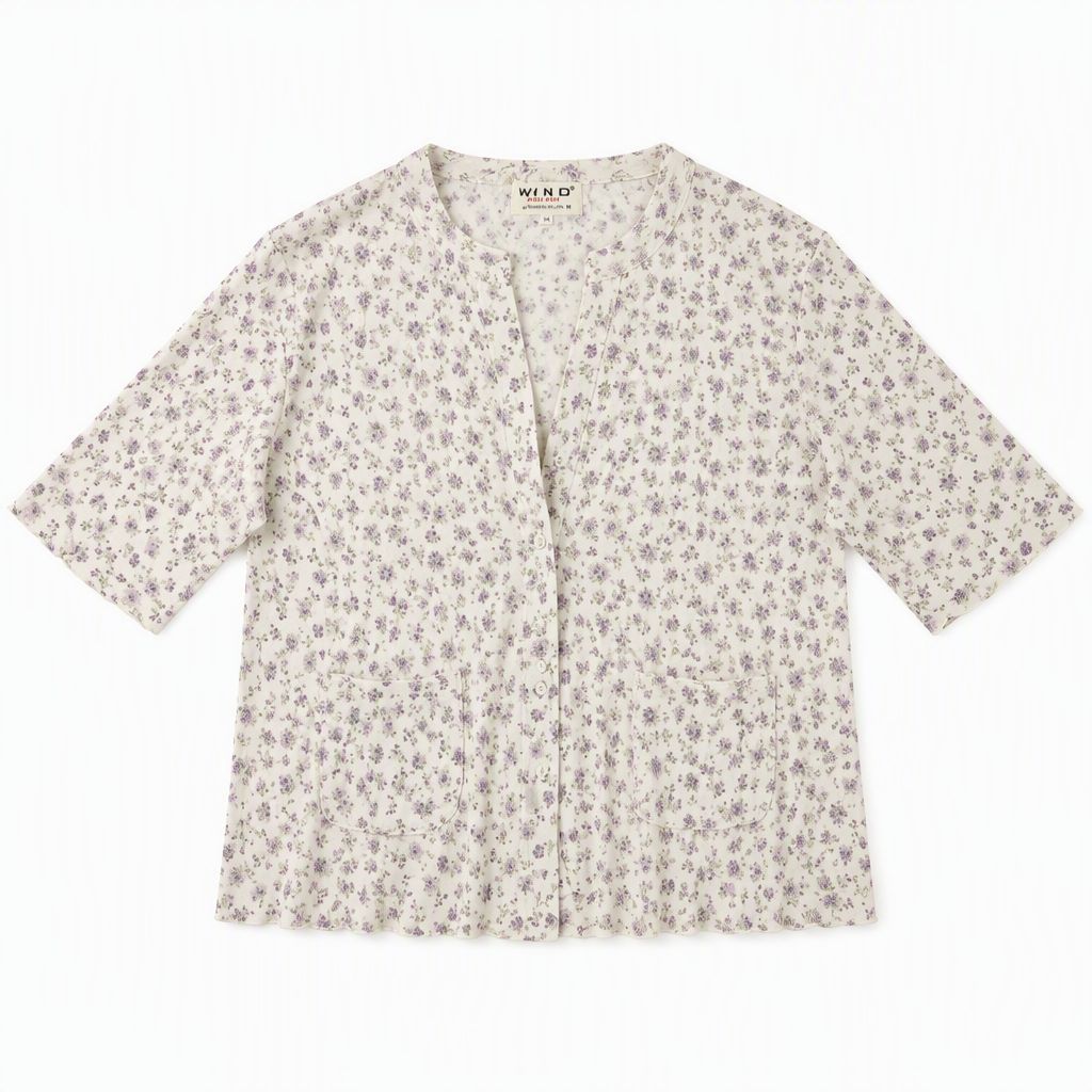 WIND ウィンド 花柄ブラウス M 七分袖