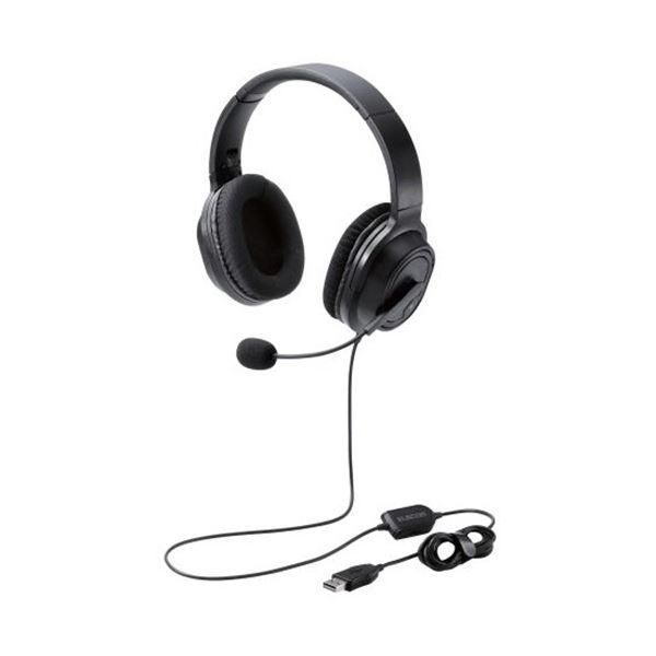 ds-エレコム 両耳オーバーヘッドタイプUSB ヘッドセット 約1.8m ブラック HS-HP30UBK 1個