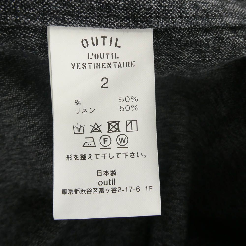 OUTIL コットンリネンワークコート OV-T003 サイズ2 OUTIL ウティ OV-T003 MANTEAU PUPILLIN ペッパー＆ソルト コットン