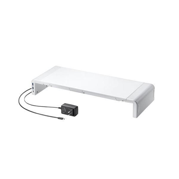 ds-サンワサプライ USB　Type-C接続ハブ付き机上ラック MR-LC210CHW ホワイト〔組立式〕