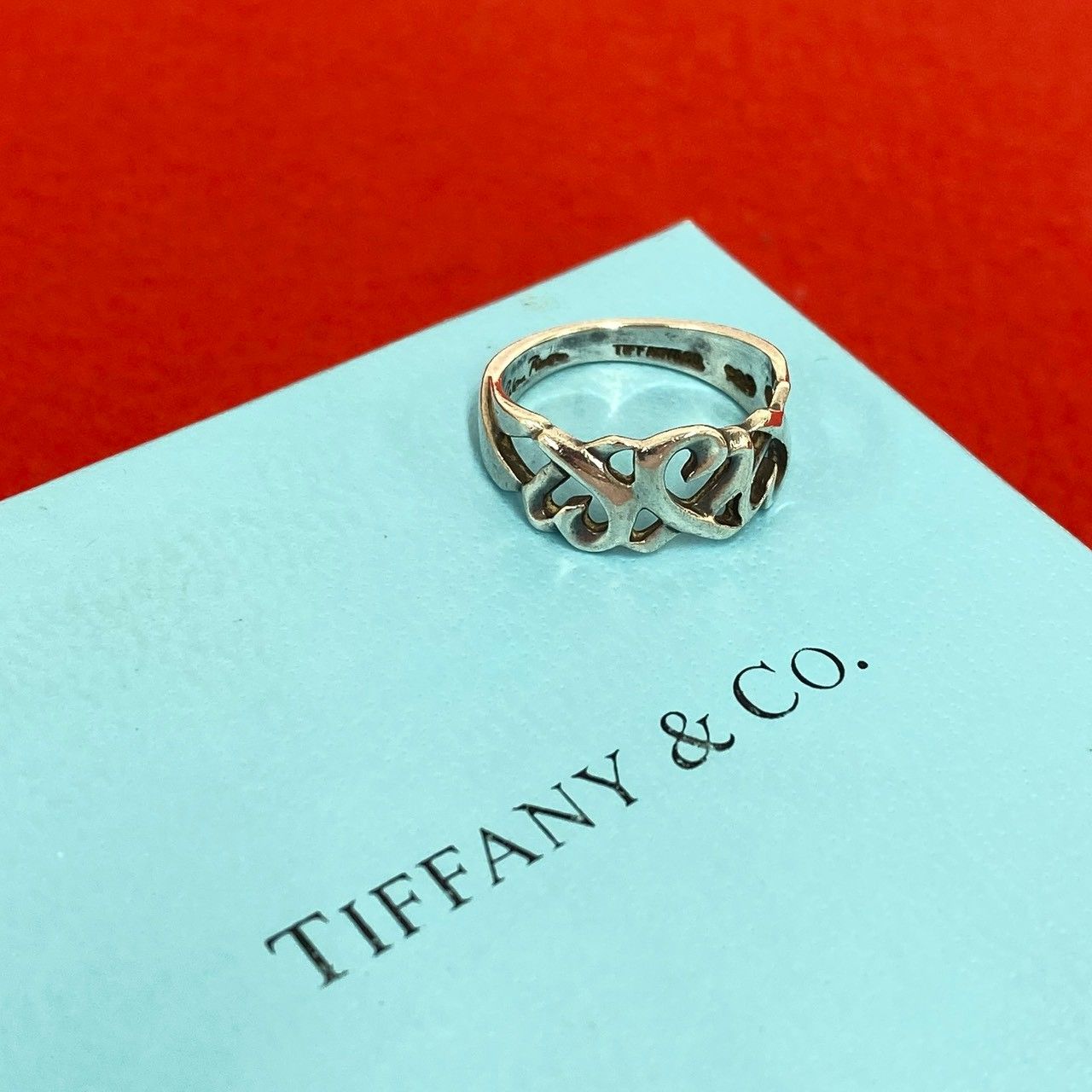 極 美品 TIFFANY&Co. ティファニー ヴィンテージ ラビングハート リング シルバー925 指輪 11号 アクセサリー シルバー 34087