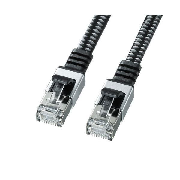 ds-〔5個セット〕 サンワサプライ カテゴリ6AメッシュフラットLANケーブル 2m ブラック＆グレー KB-FL6AME-02BKX5 6,794円