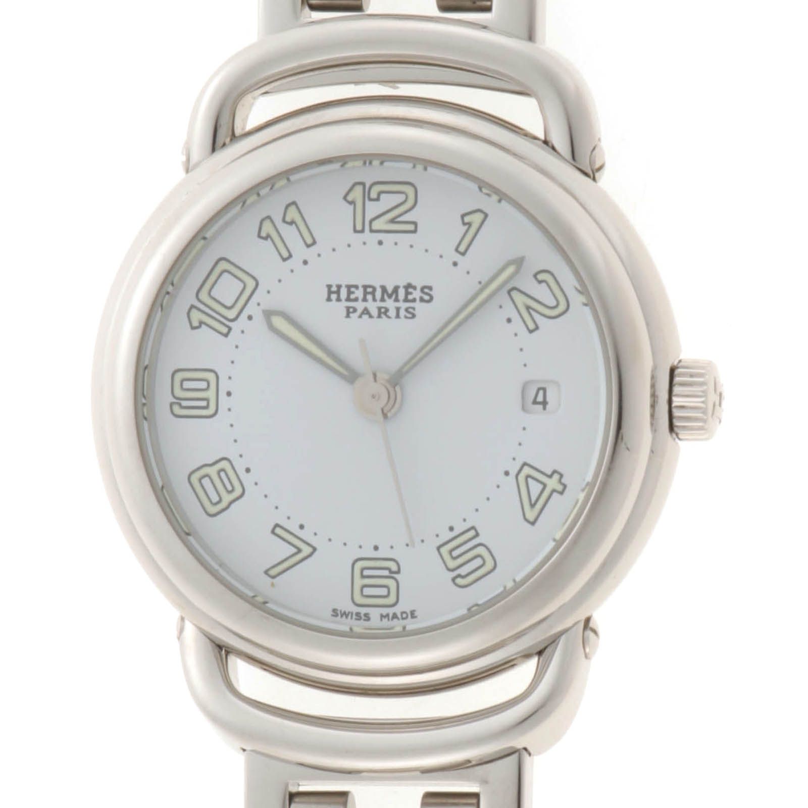 HERMES エルメス プルマン PU2.210 腕時計 ステンレス ホワイト文字盤 レディース【中古】【430】2148104173980 55,301円