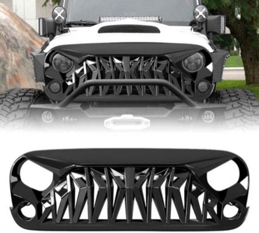 Jeep ラングラー JK 2007年〜2017年対応 フロントグリル 中網 ブラック ABS製 外装アクセントパーツ