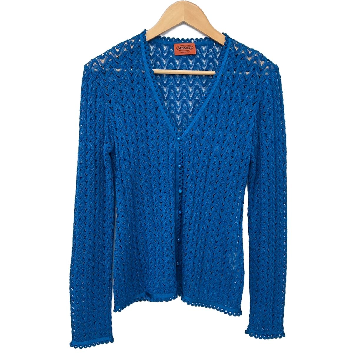 MISSONI(ミッソーニ) カーディガン サイズ42 M レディース新品同様 - ブルー 長袖/レース
