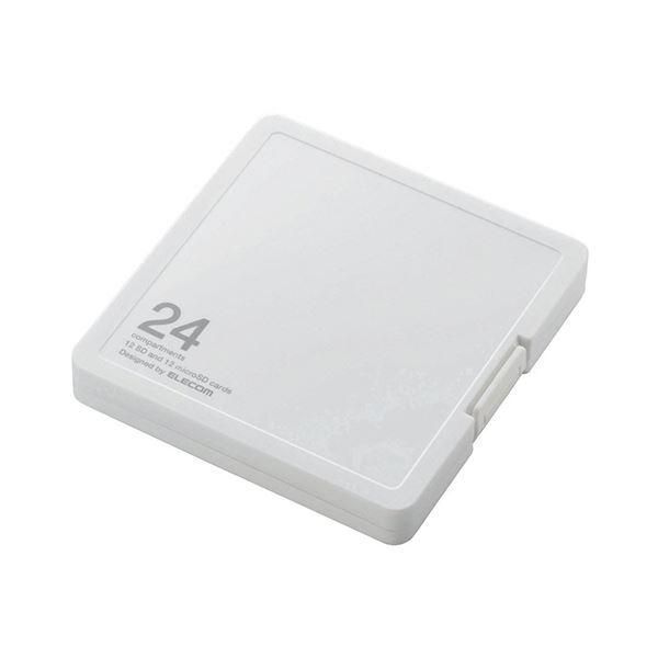 ds-(まとめ) エレコムSD/microSD用メモリカードケース プラスチックタイプ ホワイト インデックス台紙付 CMC-SDCPP24WH1個 〔×10セット〕