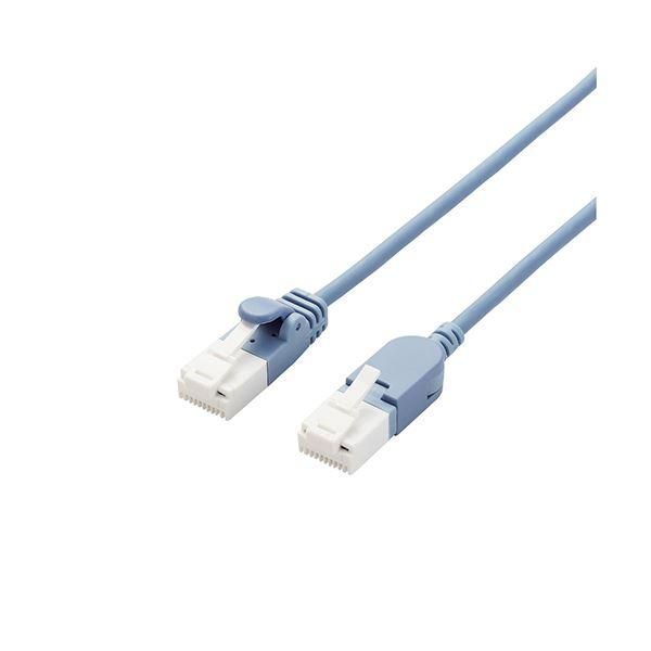 ds-（まとめ）エレコム LANケーブルCat6A 1m 青 スイングコネクタ（×3セット）