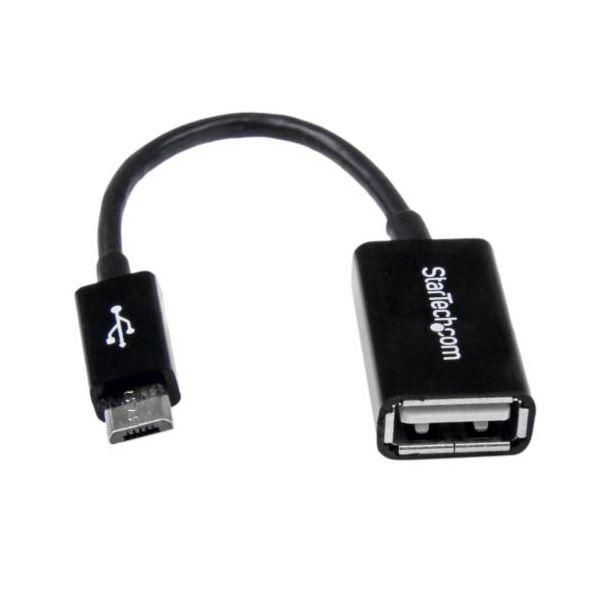 ds-(まとめ) StarTech.com microUSB OTG変換アダプタ 12cm USB A(メス)-USB microB(オス) ブラックUUSBOTG 1個 〔×5セット〕