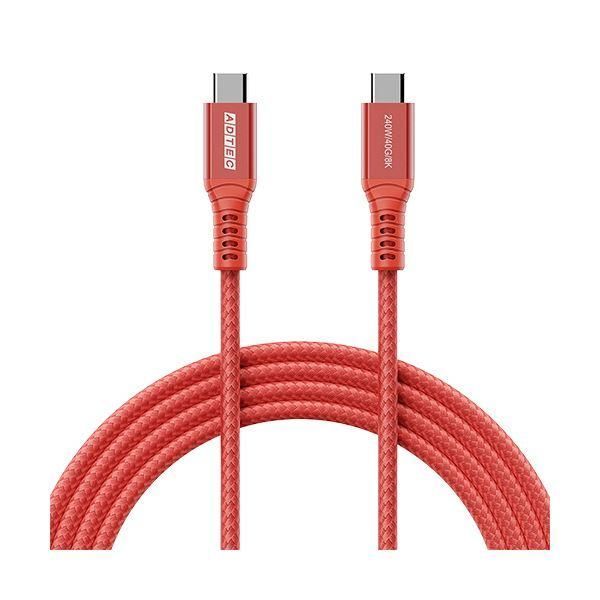 ds-（まとめ） アドテックUSB4 Gen3 PD対応 Type-C to C ケーブル（240W出力） レッド APC-V1024CC-U4G3-RD1本 〔×3セット〕