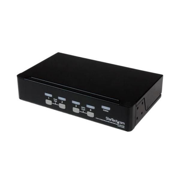 ds-StarTech.com 1Uラックマウント対応 4ポート シングルVGAディスプレイ対応USB接続KVMスイッチ ブラックSV431DUSBU 1台